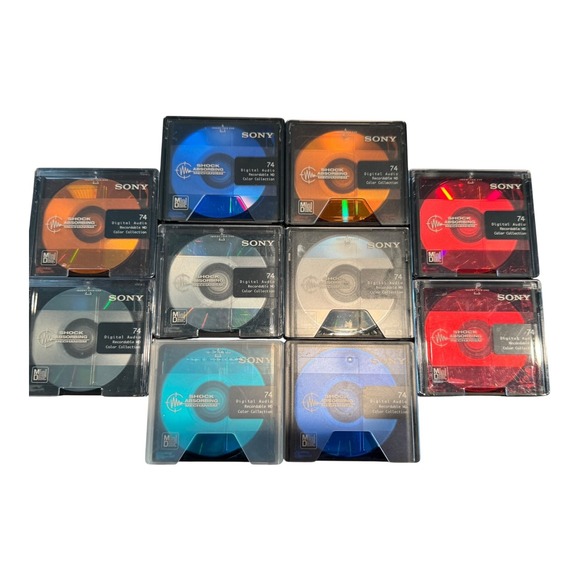 Sony Mini Disc Set of 10 74 Minutes Color Collection Storage Slip Jewel Case - Picture 1 of 3
